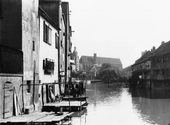 Der Fluss Gera in Erfurt, Thüringen, ca. 1910